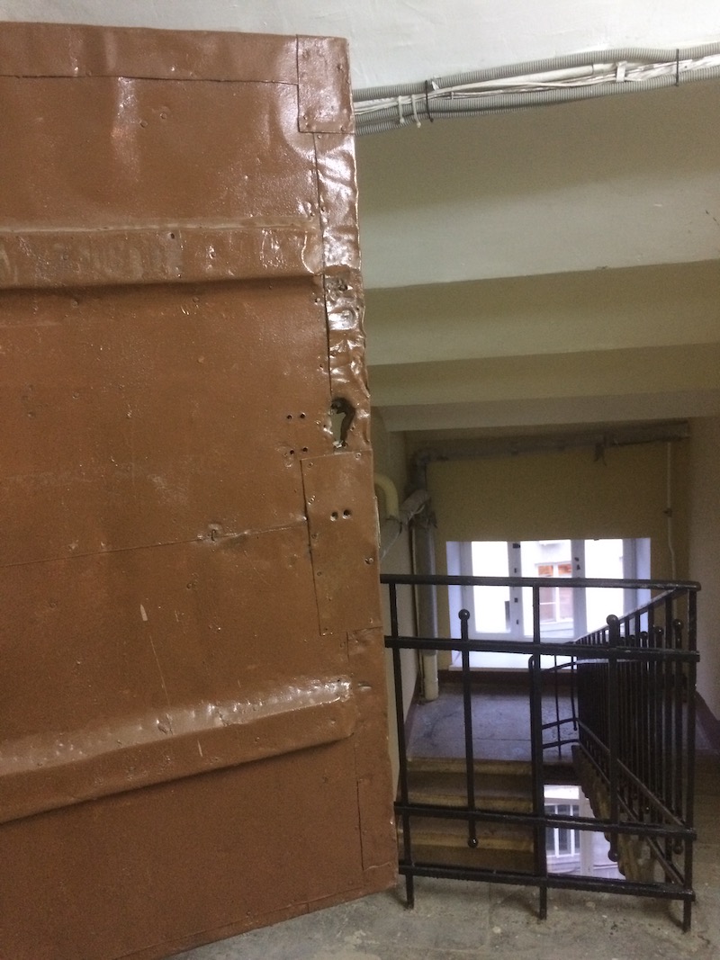 Entrance to the studio with the red door